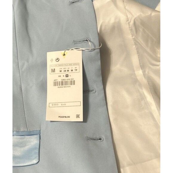 Strapless Blazer Tube Top Button Front Blue Women’s Medium - Picture 4 of 4